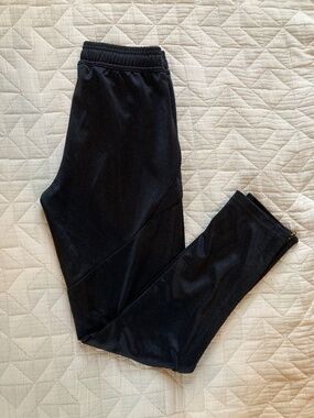 Adidas Boy's black on balck 3 stripe track pants